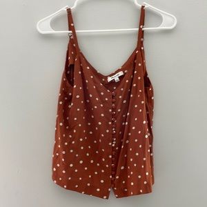 Madewell size 0 burnt orange polka dot button front camisole